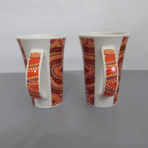 2Set Waligura Gurruhman Kangaroo Coffee Mug Aboriginal Artist Robert Appo Signed - Picture 3 of 7